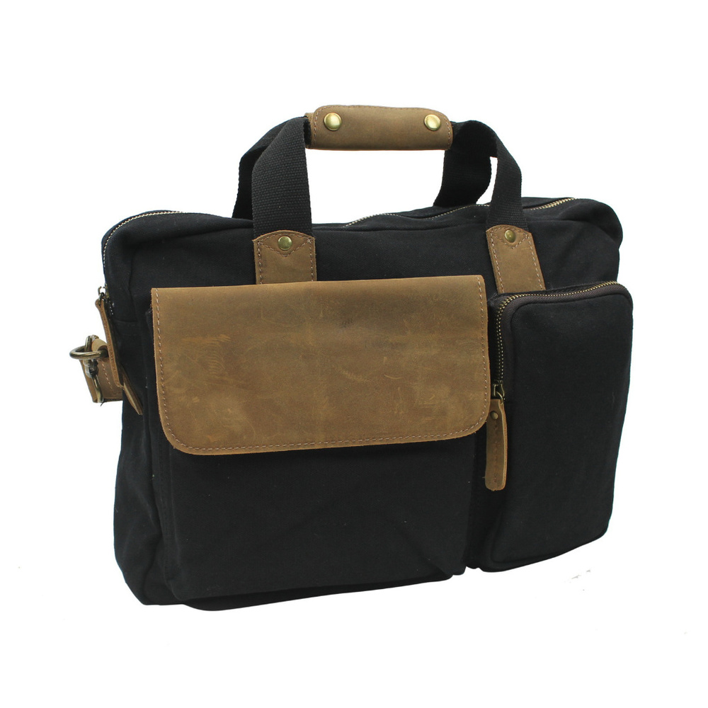 Casual Style Canvas Laptop Messenger Bag CM01BLK